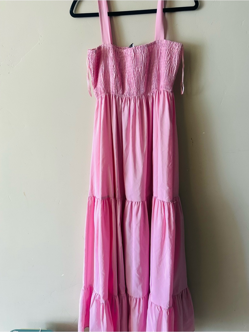 ZARA Pink Smocked Midi Dress with Adjustable Straps - Picture 5 of 5